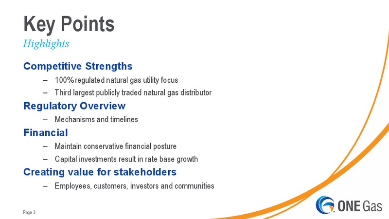 EVERCORE ISI UTILITY CEO CONFERENCE – One Gas, Inc. – slide 2