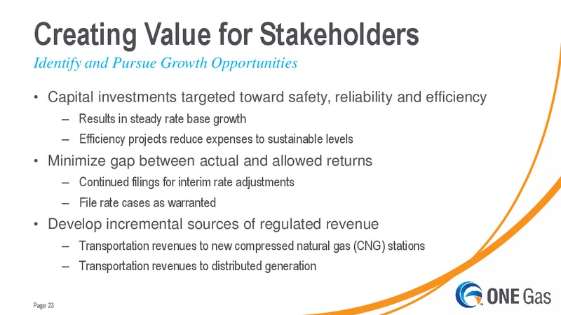 Investor Update – One Gas, Inc. – slide 22