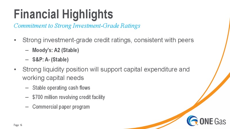 Wells Fargo Securities 13 Annual Energy Symposium – One Gas, Inc. – slide 15