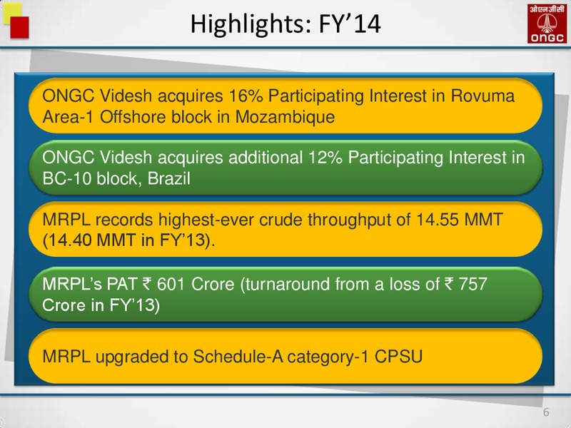 INVESTOR & ANALYSTS' MEET – Ongc Ltd. – slide 6