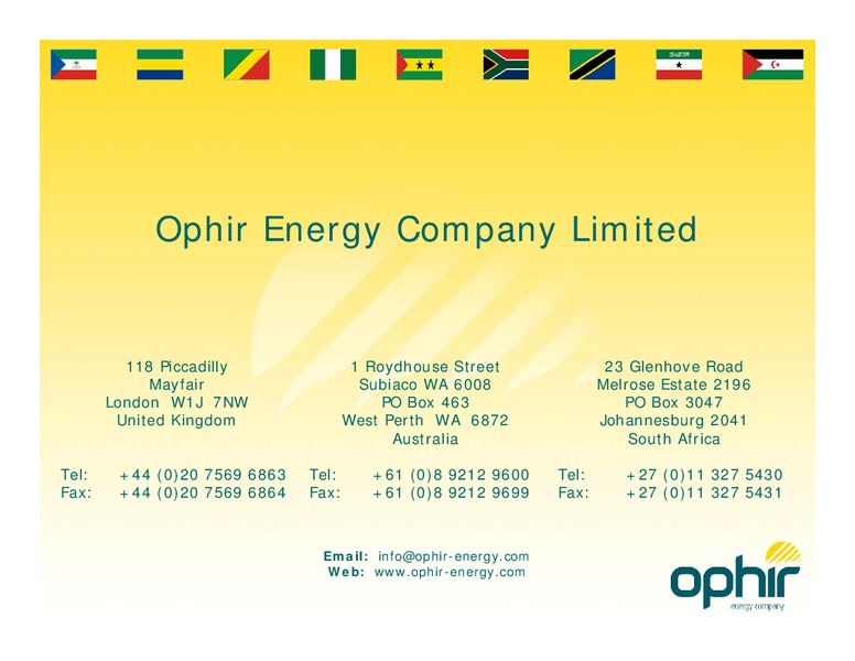 EAST AFRICAN PETROLEUM CONFERENCE – Ophir Energy Plc – slide 26
