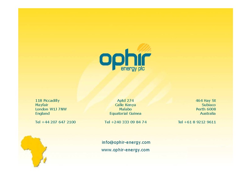 EQUATORIAL GUINEA GAS CONFERENCE – Ophir Energy Plc – slide 20