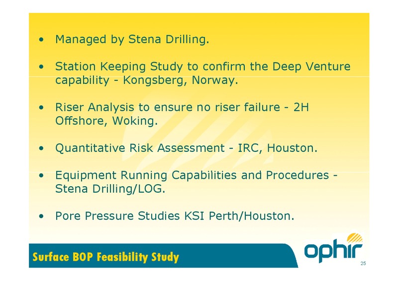 MAY 2015 CORPORATE PRESENTATION – Ophir Energy Plc – slide 25