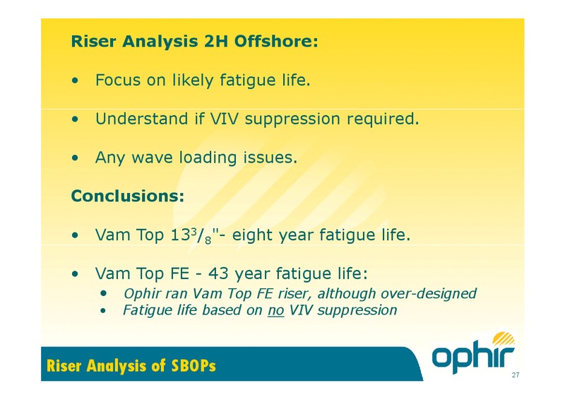 MAY 2015 CORPORATE PRESENTATION – Ophir Energy Plc – slide 27