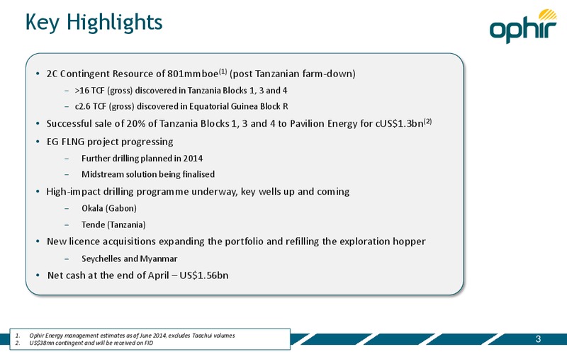 Invesdtor Presentation – Ophir Energy Plc – slide 3