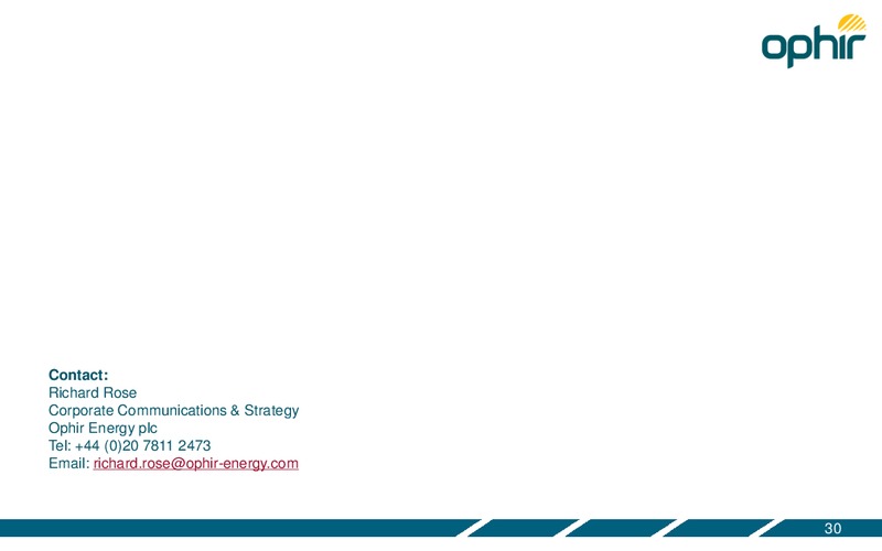 Invesdtor Presentation – Ophir Energy Plc – slide 30