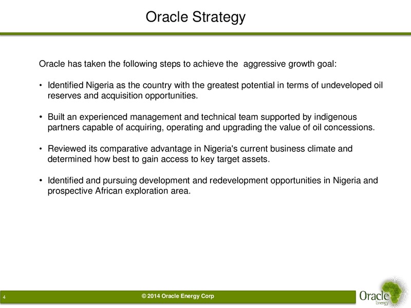INVESTOR PRESENTATION – Oracle Energy Corp. – slide 3