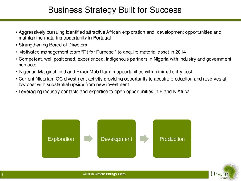 INVESTOR PRESENTATION – Oracle Energy Corp. – slide 7