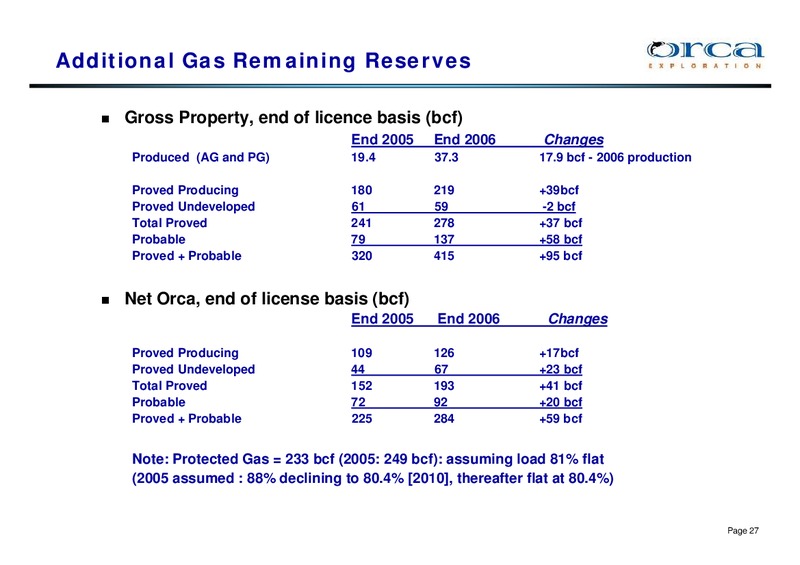 JUNE 2007 INVESTOR PRESENTATION – Orca Exploration Group, Inc. – slide 25