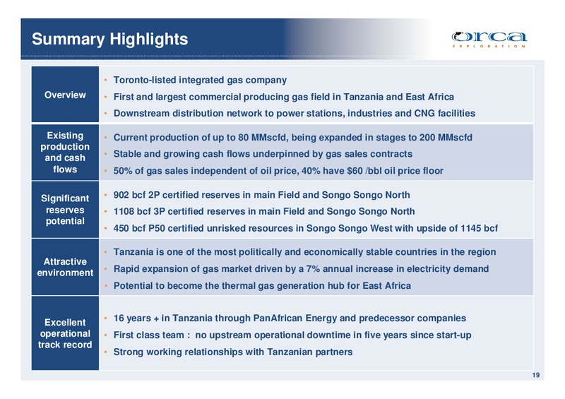 NATURAL GAS EXPANSION IN EAST AFRICA – Orca Exploration Group, Inc. – slide 19