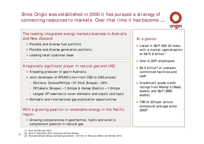 US Roadshow 2014 – Origin Energy Ltd. – slide 3