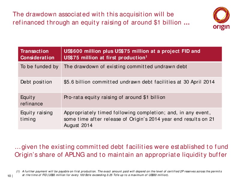 Browne Basin Acquisition – Origin Energy Ltd. – slide 10
