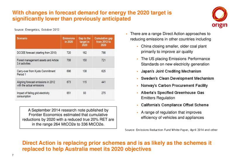 investors presentation – Origin Energy Ltd. – slide 7