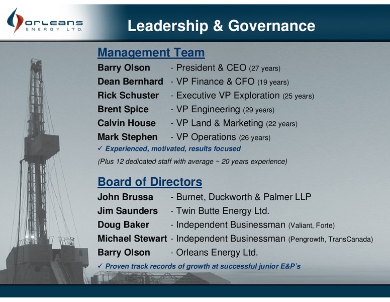 2010 ANNUAL GENERAL MEETING – Orleans Energy Ltd. – slide 3