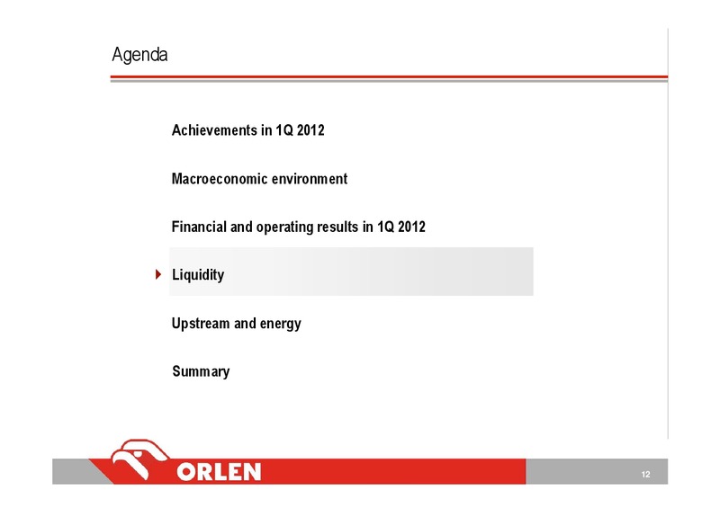 Q1 2012 INVESTOR PRESENTATION – Orlen Upstream – slide 12