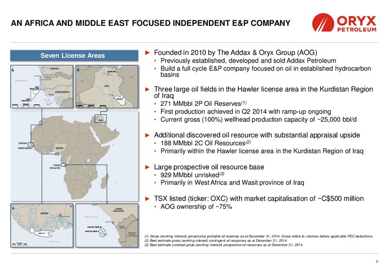 Investor Presentation – Oryx Petroleum Corp – slide 2