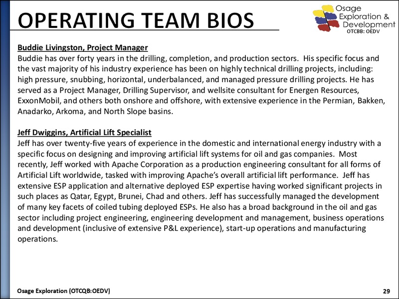 Company Presentatin Energy Prospectus Group – Osage Exploration and Development, Inc. – slide 28