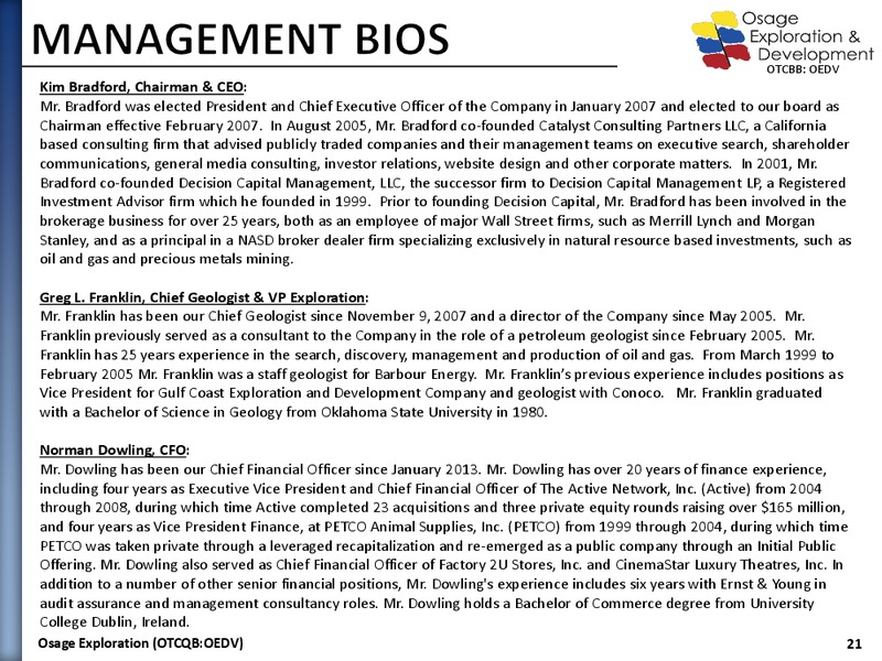 Euro Pacific Capital Conference – Osage Exploration and Development, Inc. – slide 20