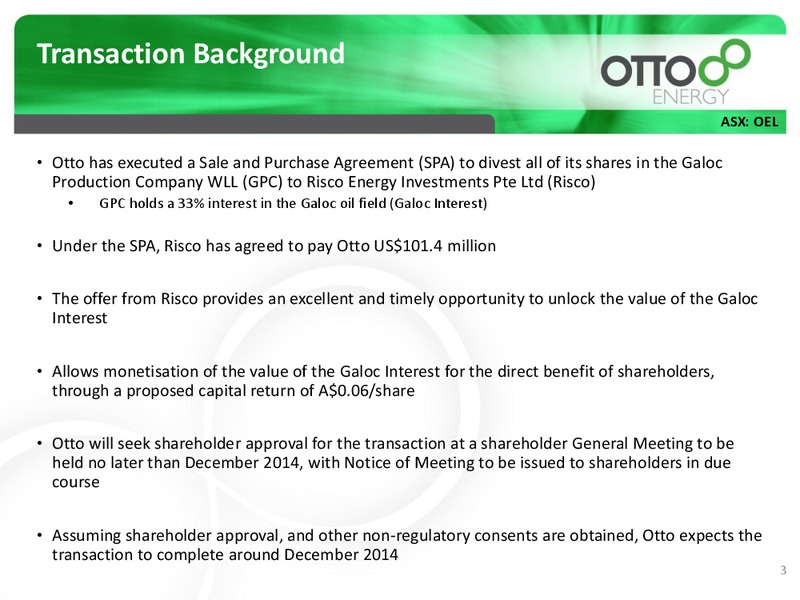 INVESTOR PRESENTATION – Otto Energy Limited – slide 2