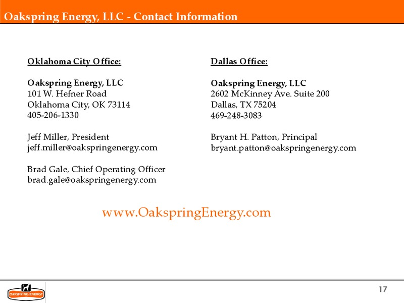 EnerCom The Oil & Gas Conference – Oakspring Energy,LLC – slide 17