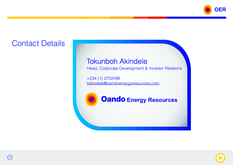 MAY 2015 INVESTOR PRESENTATION – Oando Energy Resources  Inc. – slide 36