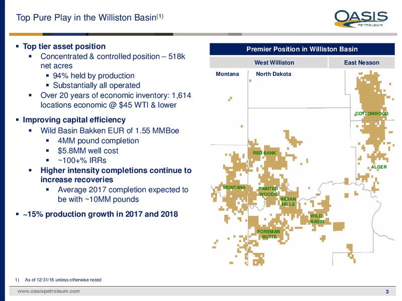 May 2017 Investor Presentation – Oasis Petroleum Inc. – slide 2