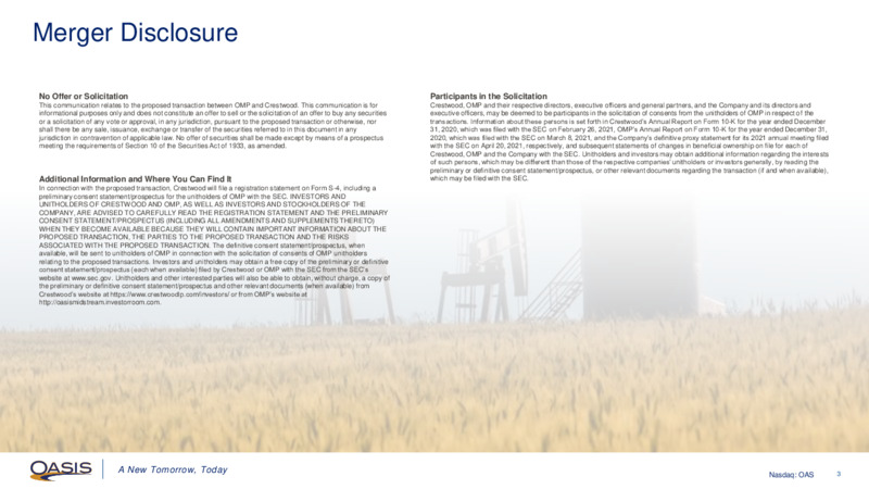 November 2021 Investor Presentation – Oasis Petroleum Inc. – slide 2