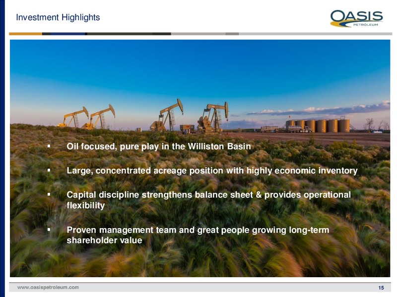 November 2015 Investor Presentation – Oasis Petroleum Inc. – slide 14