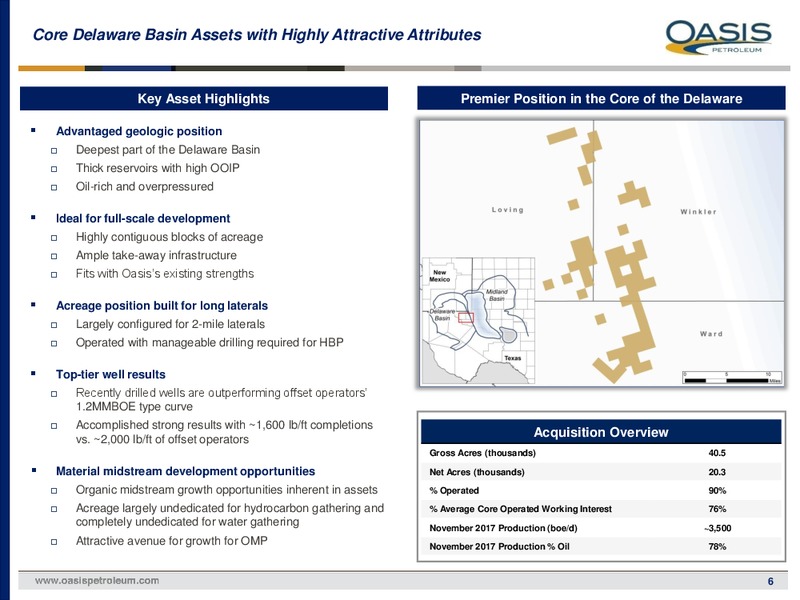 Strategic Expansion into the Core of the Delaware Basin – Oasis Petroleum Inc. – slide 5