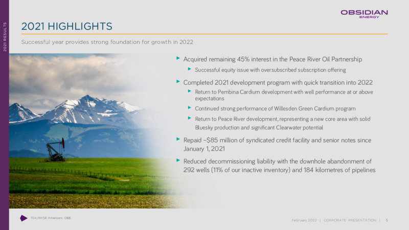 February 2022 Corporate Presentation – Obsidian Energy Ltd. – slide 4