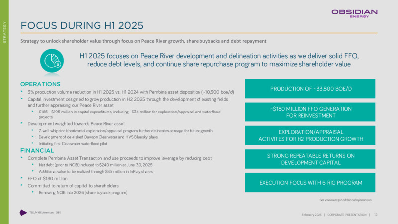 February 2025 Corporate Presentation – Obsidian Energy Ltd. – slide 11