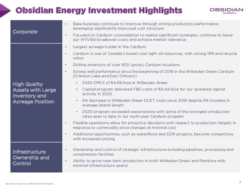 March 2021 Corporate Presentation – Obsidian Energy Ltd. – slide 6