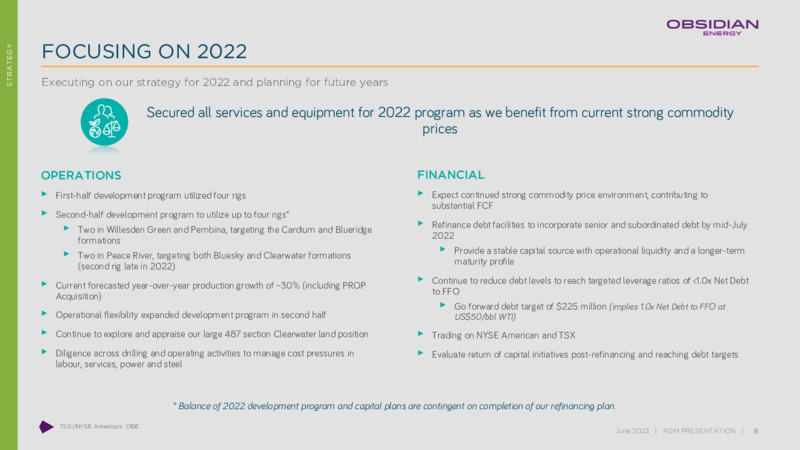 June 2022 Annual & Special Meeting Presentation – Obsidian Energy Ltd. – slide 7