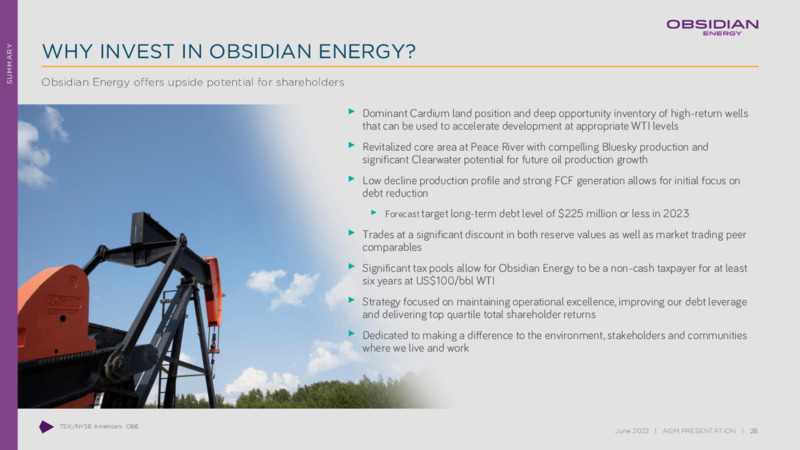 June 2022 Annual & Special Meeting Presentation – Obsidian Energy Ltd. – slide 25