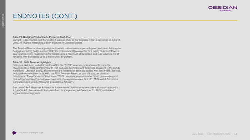 June 2022 Annual & Special Meeting Presentation – Obsidian Energy Ltd. – slide 33
