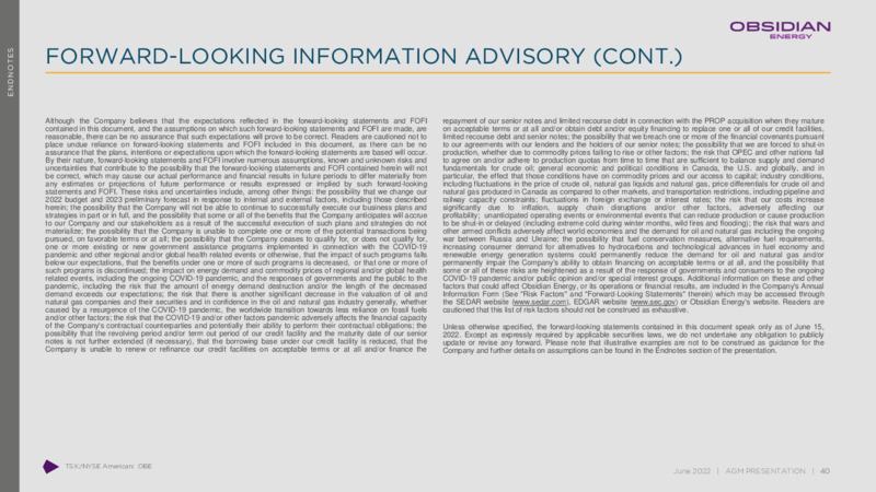 June 2022 Annual & Special Meeting Presentation – Obsidian Energy Ltd. – slide 34