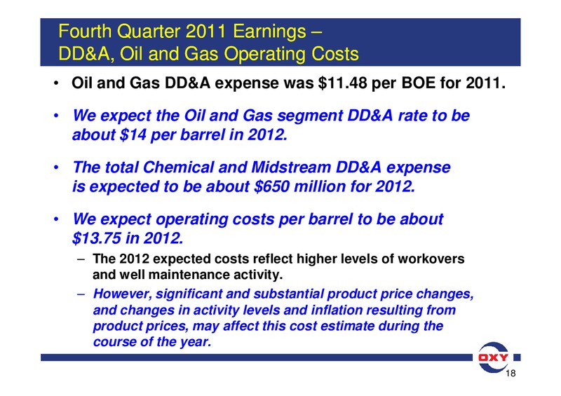 Q4 2011 Earnings Conference Call – Occidental Petroleum Corp – slide 18