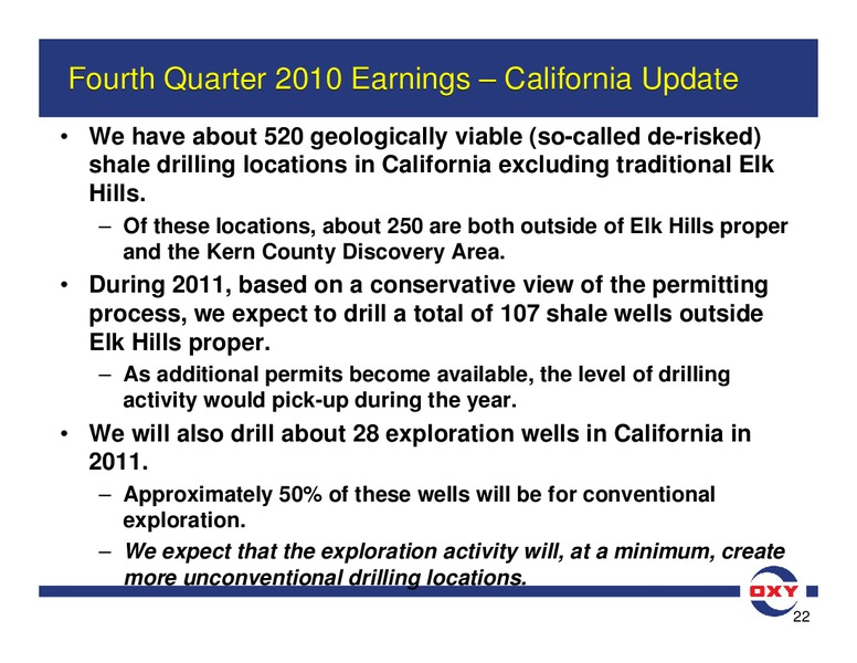 Q4 2010 Earnings Conference Call – Occidental Petroleum Corp – slide 21