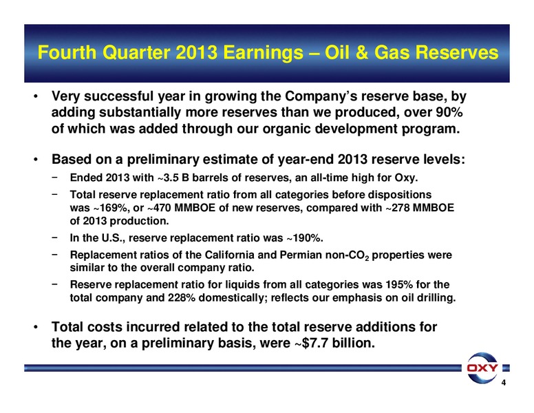 Q4 2013 Earnings Conference Call – Occidental Petroleum Corp – slide 4
