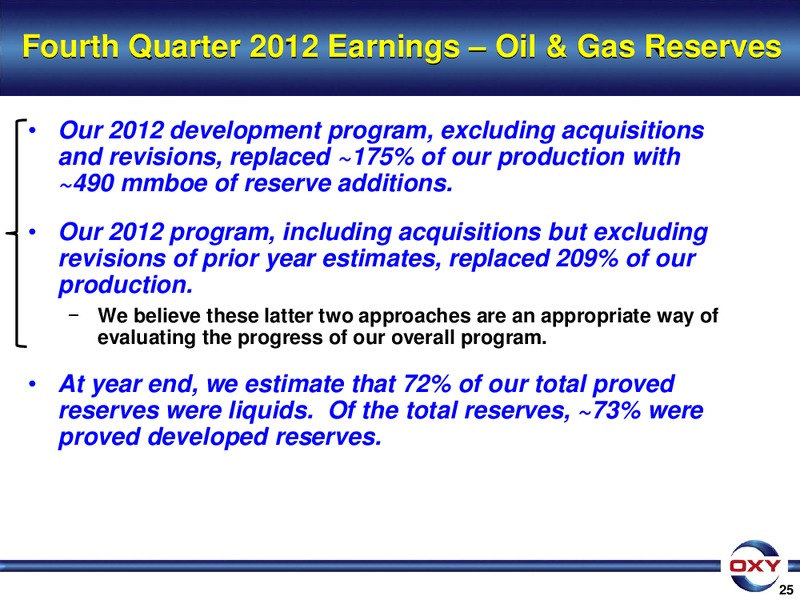 Q4 2012 Earnings Conference Call – Occidental Petroleum Corp – slide 25