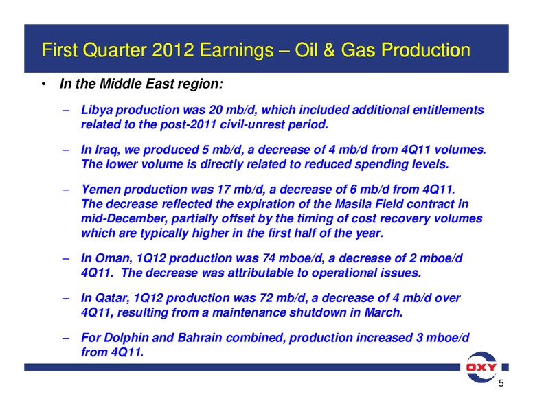 Q1 Earnings Conference Call – Occidental Petroleum Corp – slide 5