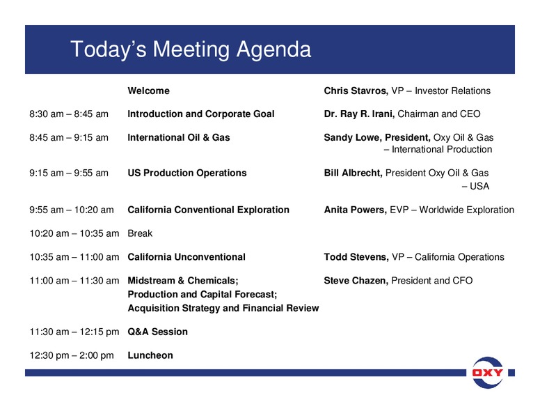 Analyst Meeting – Occidental Petroleum Corp – slide 2