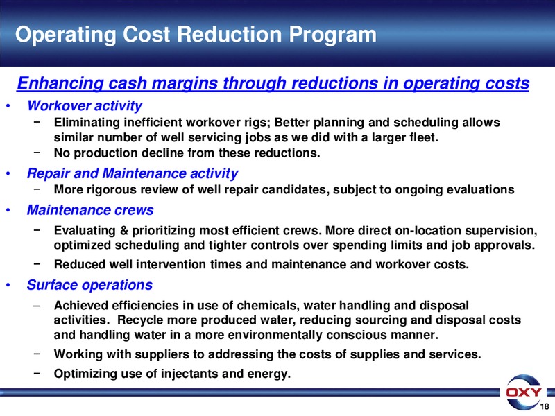UBS Global Oil and Gas Conference – Occidental Petroleum Corp – slide 18