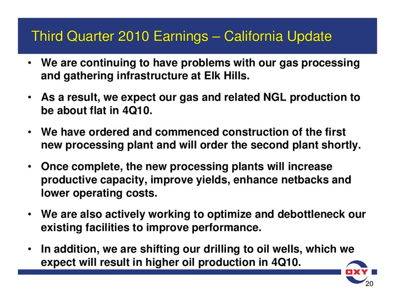 Q3 Earnings Conference Call – Occidental Petroleum Corp – slide 20