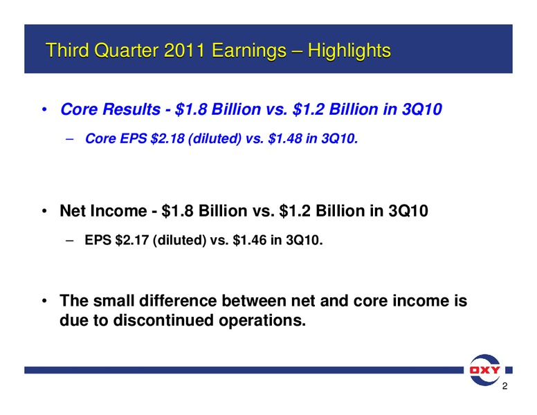Q3 Earnings Conference Call – Occidental Petroleum Corp – slide 2
