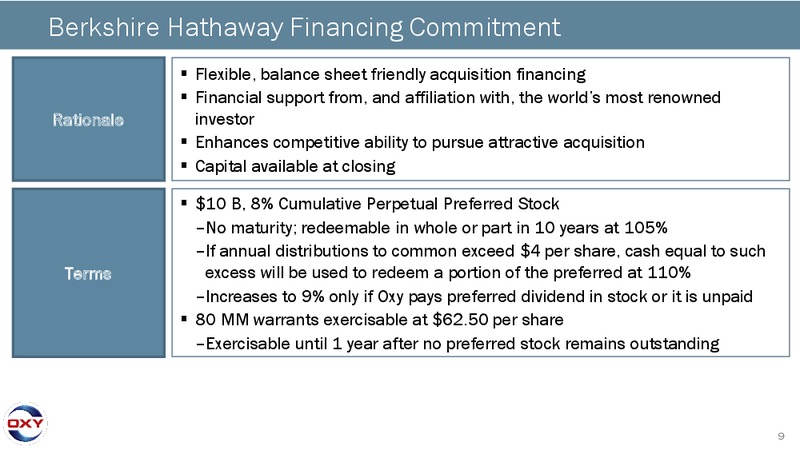 Revised Acquisition of Anadarko Petroleum – Occidental Petroleum Corp – slide 8