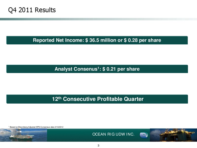 Q4 2011Earnings Call – Ocean Rig UDW Inc. – slide 3