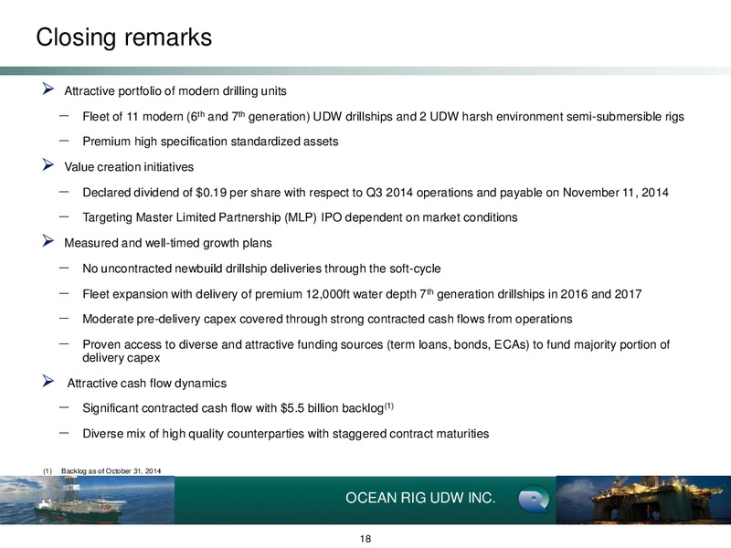3rd Quarter Ended September 30 2014 Earnings Presentation – Ocean Rig UDW Inc. – slide 17