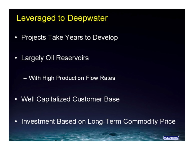 UBS SECURITIES – Oceaneering International – slide 2