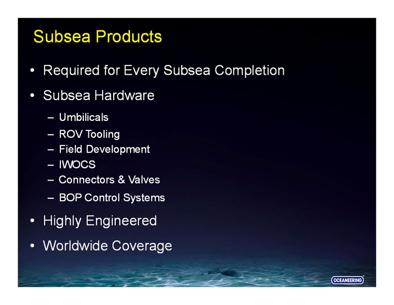 UBS SECURITIES – Oceaneering International – slide 24